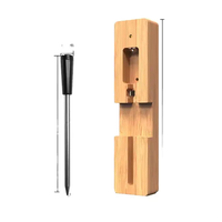 Thermomètre alimentaire sans fil étanche IP67 pour barbecue intelligent avec sonde en bambou en acier inoxydable, personnalisable OEM/ODM