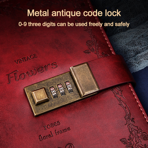Cuaderno Vintage con Tapa Dura de Cuero Cosido con Hilo B6, con Candado de Contraseña, Diario con Candado para Estudiantes, Diario de Viaje, Regalo - Product Image 4