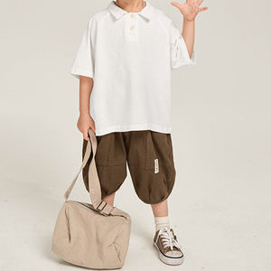 เสื้อยืดเด็กชายแขนสั้นเด็กสไตล์เกาหลีเสื้อโปโลบางเด็กเล็กฤดูร้อนสไตล์ใหม่ผ้าฝ้ายแท้ครึ่งแขน - Product Image 3