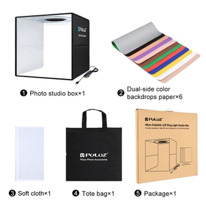 Caja de Luz Portátil Plegable de 40cm con Anillo de Luz USB para Fotografía, con 6 Fondos de Doble Cara de Colores - Product Image 6