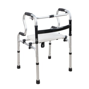 Folding <b>Walking</b> Aid With <b>Seat</b> Aluminum <b>Frame</b> Adjustable Height For Elderly Mobility Support - Product Image 4