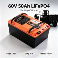 Batterie au phosphate de fer et de lithium 64V 50Ah/120Ah LiFePO4, BMS intelligent intégré, Pack anti-vibration et résistant aux chocs pour tricycle électrique