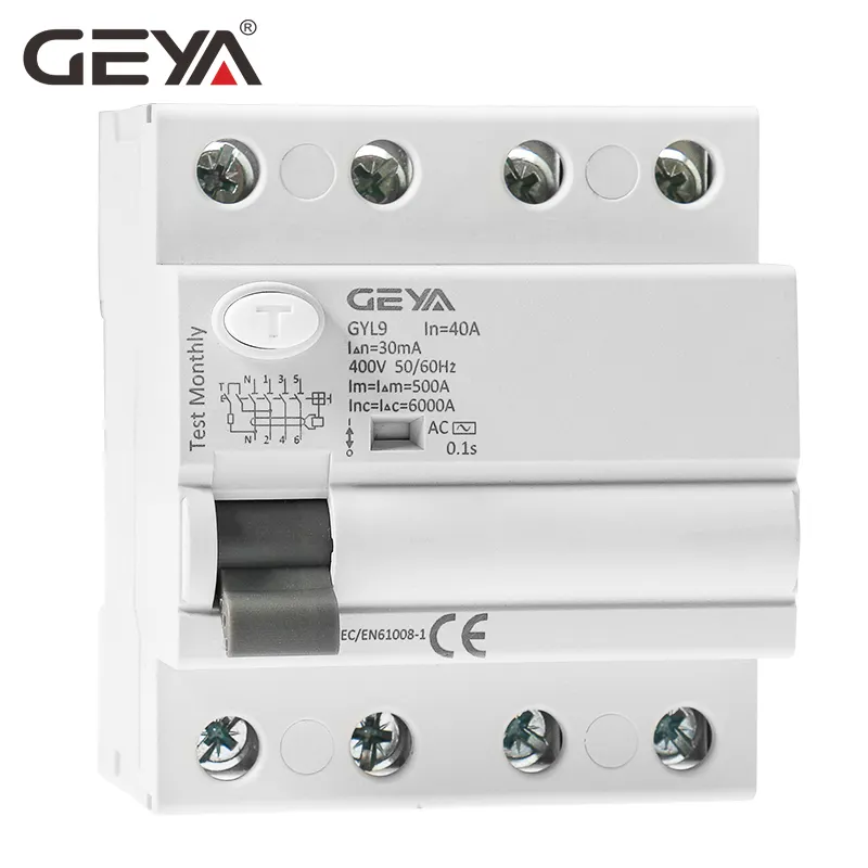 Disjuntor geya gyl9, ou tipo ac id rccb, dispositivo de corrente residual, disjuntor, tipo de atraso