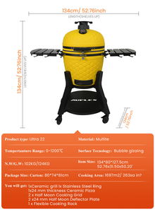 Churrasqueira Kamado de Cerâmica Fosca de 22 Polegadas, <span class=keywords><strong>Grill</strong></span> ao Ar Livre OEM, Parrilla Carbon Premium Série Nova Tendência 2026 - Product Image 3