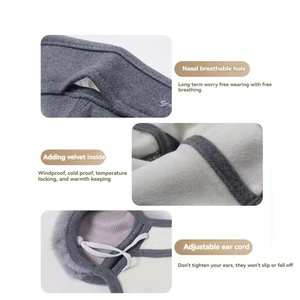 Máscara de Ciclismo de otoño e invierno con orejeras térmicas simples Máscara de envoltura de lana de felpa Máscara de ciclismo a prueba de polvo - Product Image 4