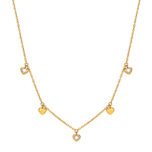 Luxe En Acier Inoxydable Plaqué Or Zircon Coeur Amour Charme Collier Pour Femmes Bijoux De Mode - Product Image 1
