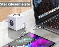 Prise de charge sans fil 3 prises EU avec 2USB1C Chargeur de voyage 16A Prise électrique Prise portable 3 prises avec câble de 1,5 m