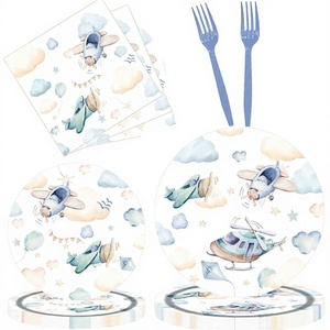 Ensemble de vaisselle jetable en papier écologique sur le thème de l'hélicoptère de dessin animé DAMAI pour fête d'anniversaire des enfants - Product Image 3
