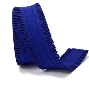 Factory Wholesale Silicone <strong>Elastic</strong> Band Double Ruffle <strong>Pleat</strong> Ribbon Patterned Yoga Fitness Cloth Woven <strong>Webbing</strong> in Multiple Colors