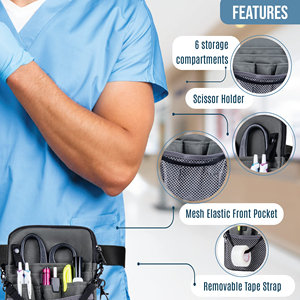 Medical <b>Bag</b> <b>Nurse</b> Waist Pouch Organizer with Utility Storage for Stethoscopes Bandage Scissors - Product Image 2