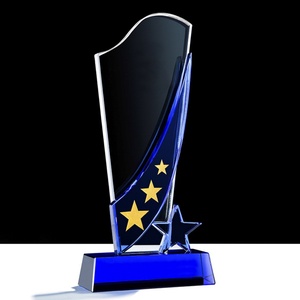 Custom Business Gift Solid Momentoes Metal Crystal Glass Acrylic Award Trophy Blank With Wooden Base Crystal Trophy - Product Image 6