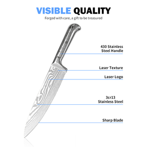 صندوق هدايا أنيق لمطبخ دمشق مع مقبض منقوش من الفولاذ المقاوم للصدأ - Product Image 3