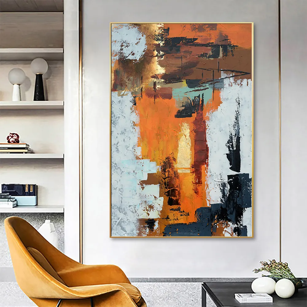 Dekorasi rumah minimalis harga pabrik lukisan minyak abstrak besar seni dinding lukisan minyak kanvas abstrak buatan tangan