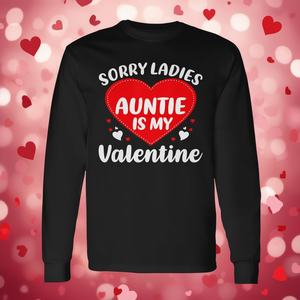 Maglietta a maniche lunghe per San Valentino, 'Auntie Is My Valentine', unisex per adulti, girocollo, stampa digitale, abbigliamento promozionale - Product Image 2