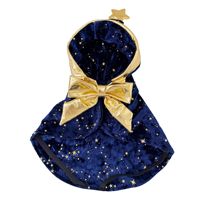Cape de sorcier personnalisée pour Halloween en PET pour chiens et chats, bleue, en polyester, motif étoile, costume de cosplay pour fête, vêtements pour animaux de compagnie