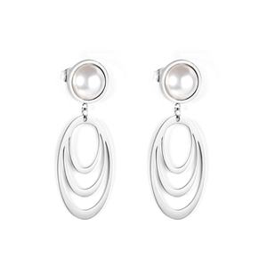 Pendientes de Aro Colgantes de Acero Inoxidable con Baño de Oro PVD de 18K, Joyería de Moda Económica para Mujer, Tipo Perla - Product Image 3