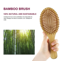 Brosse à cheveux ovale en bambou naturel avec coussin et technologie laser, logo personnalisé, ensemble de brosses démêlantes avec boîte pour femmes