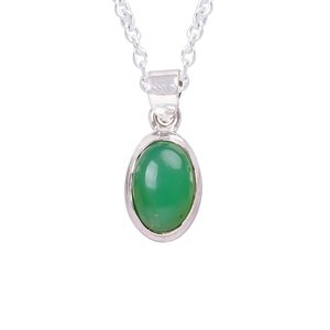 YASHEE Collier Pendentif Ovale en Chrysoprase Naturelle, Sertissage Bezel Plaqué Argent, Pierre Gemme Guérisseuse, Bijou Unisexe, Cadeau - Product Image 1