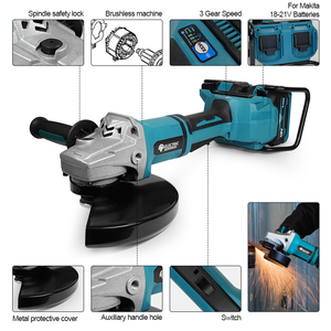 Smerigliatrice Angolare a Batteria Brushless agli Ioni di Litio da 18V Disco da Taglio 180 mm per Uso Professionale, Industriale e Fai da Te 6000 RPM - Product Image 4