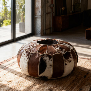 Pouf Patchwork Confortable, Pouf de Luxe Léger et Tabouret en Peluche pour Salon, Hôtels et Gîtes - Product Image 3