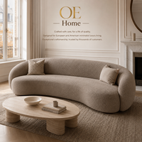OEHOME Modernes Halbmond-Ecksofa mit Metallgestell Zweisitzer Villa-Wohnmöbel in Bouclé-Stoff