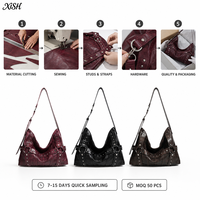 Tas Tote Detail Sabuk PU Label Pribadi XISHANG, Tas Selempang Minimalis Wanita, Logo & Warna Custom untuk Merek Fashion