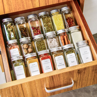 Bocaux à épices en verre Bouteilles vides de 4oz pour épices, carrées et transparentes, contenants d'assaisonnement, couvercles à secouer et bouchons hermétiques en métal
