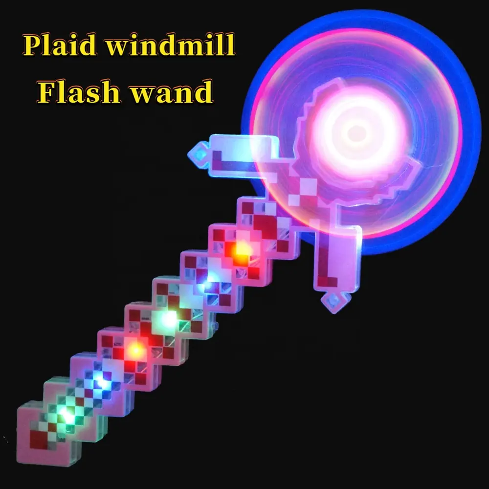 Nieuwe Acryl Pixel Zwaard Kleurrijke Led Gloeiende Windmolen Verlicht Diy Windmolens Speelgoed