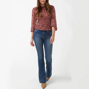 Nouveau design – Jean en denim de haute qualité pour femme, coupe droite, taille haute, évasé, style pattes d'éléphant - Product Image 4