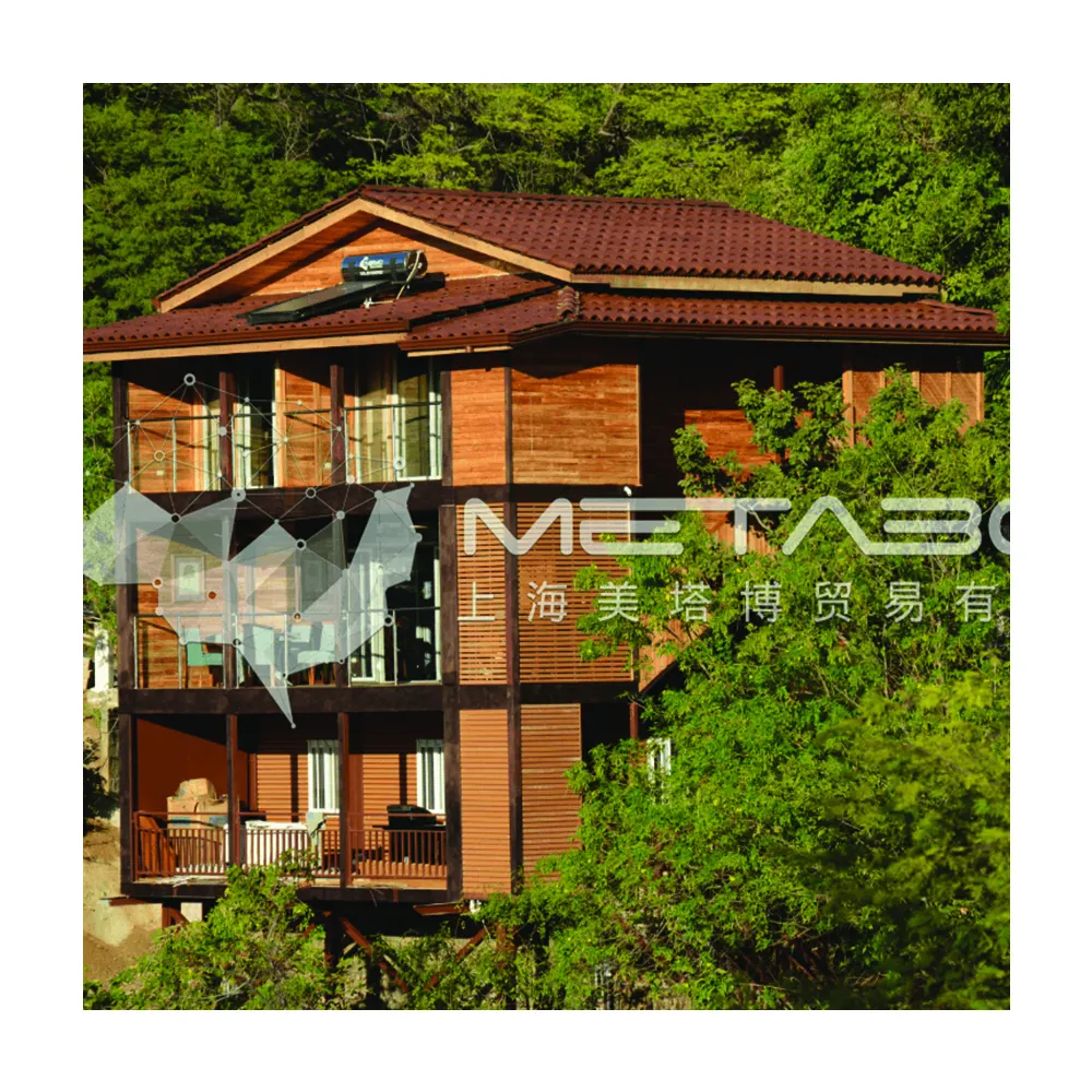 Hochwertige Luxus vorgefertigte Container haus Villa Fertighaus mit rotem Holz muster sehen hochwertige kosten günstige Häuser aus