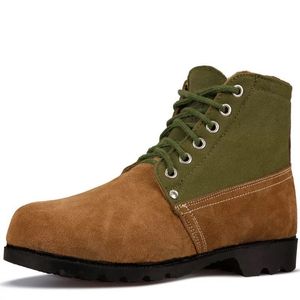 รองเท้าบูทหิมะผู้ชายสำหรับฤดูหนาว สีน้ำตาลหนังกลับ ส้นกลาง ผูกเชือกด้านหน้า สีพื้น รองเท้าทำงาน - Product Image 1