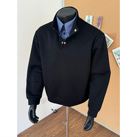 Nouveau pull sans capuche à col Henley pour homme, style printemps, haut de gamme, décontracté, personnalisable avec logo, polyester/coton