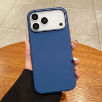 Coque de téléphone intégrale en silicone liquide avec cadre métallique, style INS, 8 couleurs, protection 360°, haute qualité, pour 17 Pro Max Big Hole