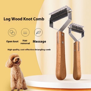 Pettine Ecologico Amor per Cani di Taglia Grande in Legno per Pelo Dorato Accessori per Teddy - Product Image 1