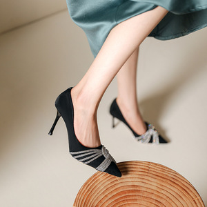 5CM/7CM/9CM Zapatos De Tacon Alto Latest Design Dress Shoes <b>Black</b> <b>Pumps</b> Heels for Women - Product Image 5
