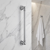 Barre d'appui murale moderne de 36 pouces en acier inoxydable noir finition chromée, poignée d'agrippement à ventouse, lot de 2 barres d'appui pour douche