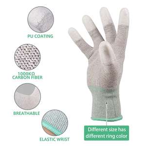 Guantes de trabajo electrónicos ESDD antiestáticos al por mayor, función de protección de trabajo de jardín reutilizable de algodón tejido de nailon recubierto de PU blanco - Product Image 2
