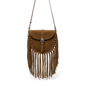 复古西部牛仔包少数民族波西米亚流苏斜挎包新款流苏饰扣装饰翻盖马鞍包 - Product Image 5