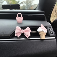Diffuseur d'arômes pour voiture en forme d'ours avec nœud violet, diffuseur de parfum pour grille d'aération de voiture, ornement en pierre, diffuseur d'air pour voiture