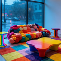 Canapé Bulle Moderne et Coloré pour Salon, Mobilier Créatif en Forme de Nuage, Siège Unique en Velours Multicolore