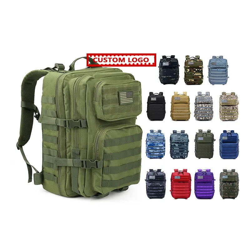 Mochila táctica al aire libre personalizada 45L bolso de hombro grande impermeable 900D gimnasio Trekking Molle Rucksac mochila táctica para senderismo