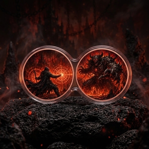 Doppel-Münzen-Set 1 Unze .999 Kupfer Runde Münze <span class=keywords><strong>Magic</strong></span> Monster Fight 2D UV-Bedruckte Medaille Kupfermünzen für Sammler - Product Image 1