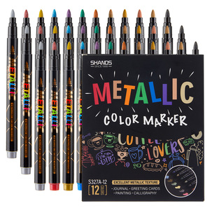 Vendita Diretta dalla Fabbrica: Set di <span class=keywords><strong>12</strong></span> Penne Glitter Metalliche Assortite, Penne Acriliche Metalliche a Punta Fine per Artisti - Product Image 2