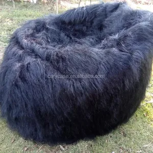 Grande della Pelliccia Del Faux Beanbag Copertura del Sacchetto di Fagiolo Shaggy Pelliccia lunga pelliccia nero Morbido Salotto di Lusso Sedia