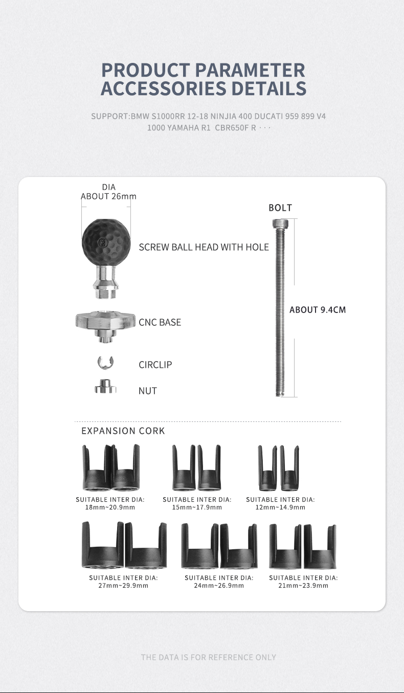 MWUPP Motorcycles phone holder special installation screw accessories mobile stands swell ball base