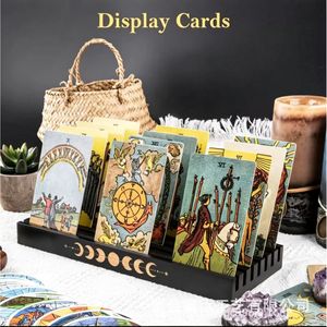 Base de almacenamiento para cartas de Tarot, soporte de exhibición de madera con diseño de fase lunar para organización de escritorio, soporte multiusos de gran capacidad - Product Image 2