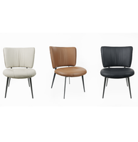 Chaise de salle à manger rembourrée moderne, luxe léger, durable, minimaliste, avec pieds en fer fins, en cuir, pour hôtel boutique, restaurant haut de gamme