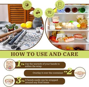 Emballages alimentaires en cire d'abeille, assortiment de coton biologique réutilisable, emballages alimentaires en cire d'abeille durables, enveloppes en papier ciré 13 x 40 pouces - Product Image 6