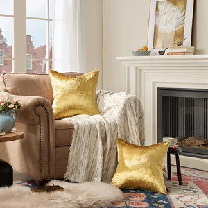 18X18 Luxury Gold Plain Velvet Decorative Square Throw Pillowcase Couch Soft Cushion <b>Cover</b> <b>Sofa</b> Bed Decor - Product Image 3