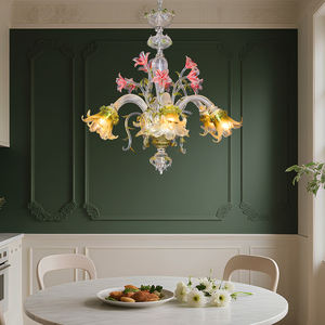 Lustre moderne de luxe en verre bleu de Murano avec éclairage personnalisé, luminaires suspendus décoratifs, lustre moderne pour salon - Product Image 2